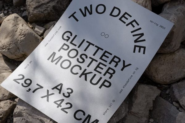 A3 Glittery Poster Mockup - Graphicforfree