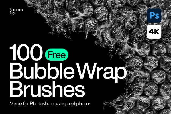 100 Bubble Wrap Photoshop Brushes - graphic for free