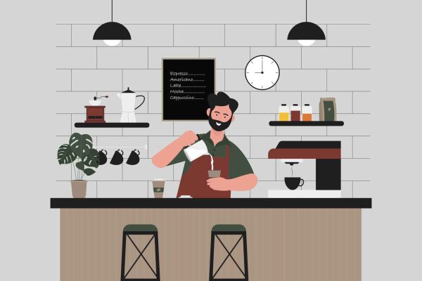 graphic for free - Barista Preparing Coffee Illustration