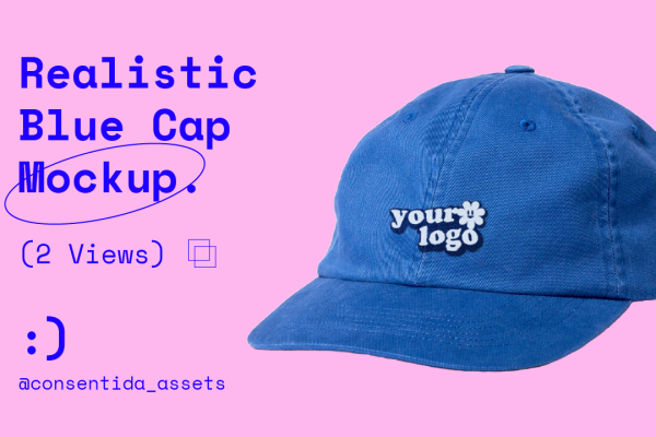 graphic for free -Realistic Blue Cap Mockup
