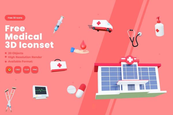 graphic for free - Free Medical 3D Iconset