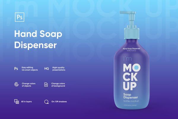 graphic for free - Hand Soap Dispenser Bottle Mockup