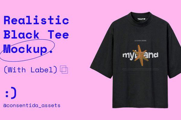 graphic for free - Realistic Black Tee Mockup